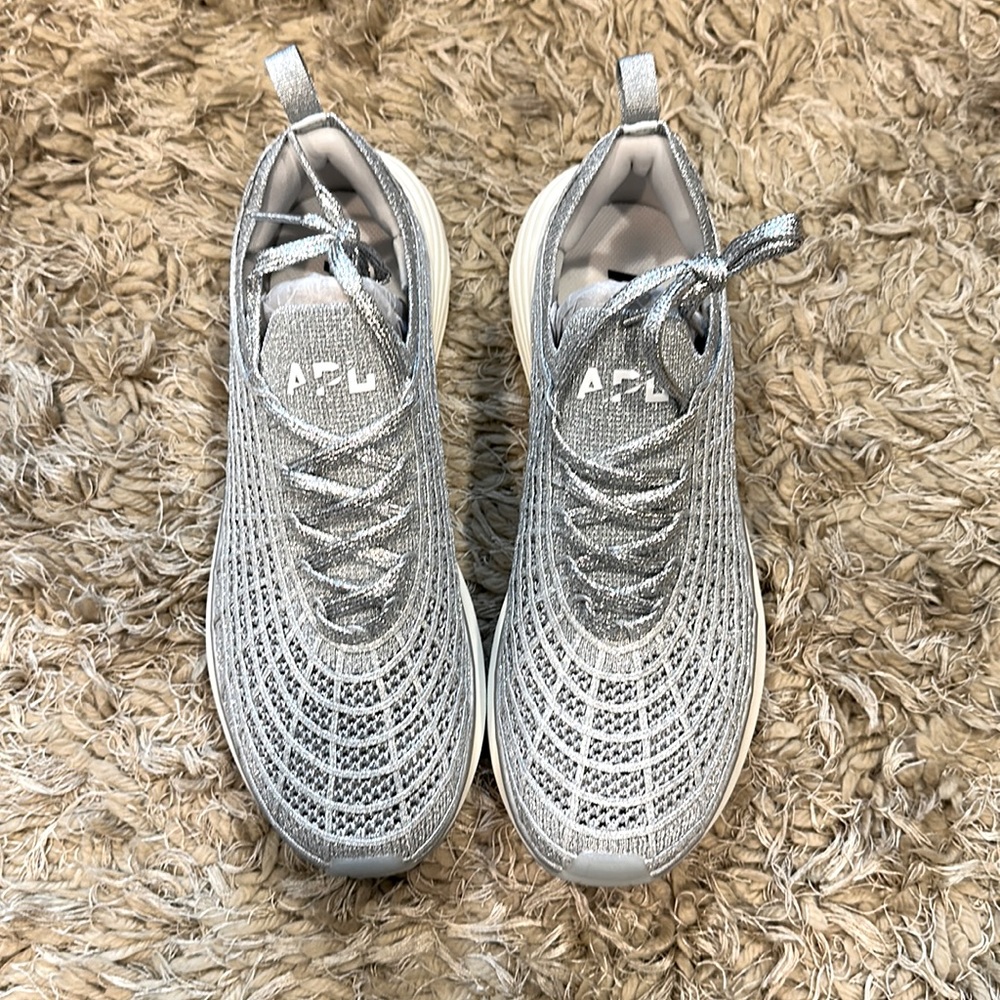 APL metallic silver white man shoes